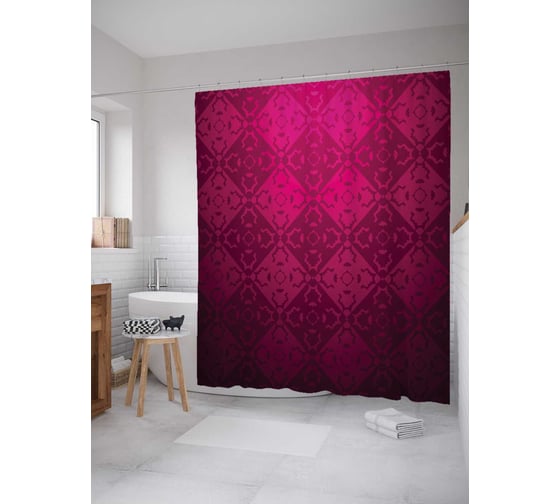 Штора (занавеска) для ванной JoyArty "Плитка элегантности" из сатена, 180х200 см с крючками, sc_22136 1