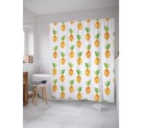 Штора (занавеска) для ванной JoyArty "Ананасовая мечта" из сатена, 180х200 см с крючками, sc_10562