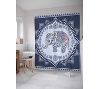 Штора (занавеска) для ванной JoyArty "Значимый слон" из сатена, 180х200 см с крючками, sc_22434