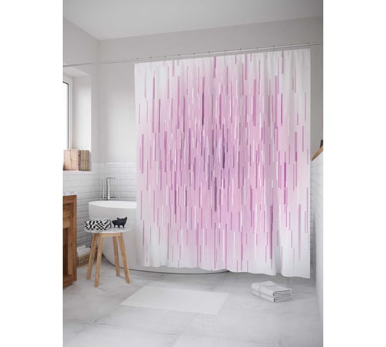 Штора (занавеска) для ванной JoyArty "Туманное облако" из сатена, 180х200 см с крючками, sc_22137 1