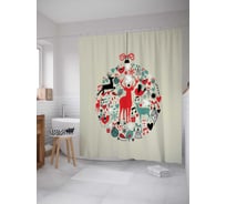 Штора (занавеска) для ванной JoyArty "Шар с праздником" из сатена, 180х200 см с крючками, sc_20034