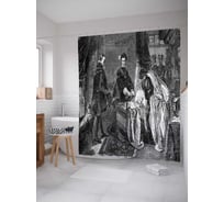 Штора (занавеска) для ванной JoyArty "Посещение целителей" из сатена, 180х200 см с крючками, sc_12071