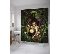 Штора (занавеска) для ванной JoyArty "Лесная жительница" из сатена, 180х200 см с крючками, sc_11963