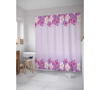 Штора (занавеска) для ванной JoyArty "Цветочная параллель" из сатена, 180х200 см с крючками, sc_22254