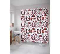 Штора (занавеска) для ванной JoyArty "Цветы с удачей" из сатена, 180х200 см с крючками, sc_12061