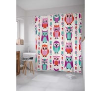 Штора (занавеска) для ванной JoyArty "Чарующие совы" из сатена, 180х200 см с крючками, sc_10805