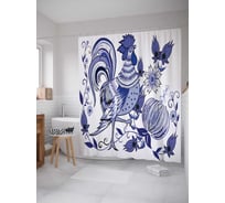 Штора (занавеска) для ванной JoyArty "Петушок на прогулке" из сатена, 180х200 см с крючками, sc_10748