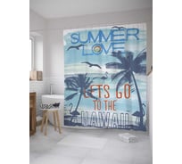 Штора (занавеска) для ванной JoyArty "Поехали в Гавайи" из сатена, 180х200 см с крючками, sc_10693