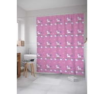 Штора (занавеска) для ванной JoyArty "Единорог на радуге" из сатена, 180х200 см с крючками, sc_19538