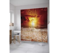 Штора (занавеска) для ванной JoyArty "Солнце на волнах" из сатена, 180х200 см с крючками, sc_10258