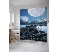 Штора (занавеска) для ванной JoyArty "Морские камни под луной" из сатена, 180х200 см с крючками, sc_10250