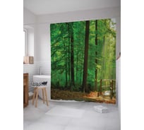 Штора (занавеска) для ванной JoyArty "Яркий лес" из сатена, 180х200 см с крючками, sc_10400