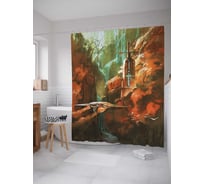 Штора (занавеска) для ванной JoyArty "Колдовская башня" из сатена, 180х200 см с крючками, sc_19135