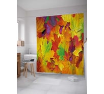 Штора (занавеска) для ванной JoyArty "Украшение листьями" из сатена, 180х200 см с крючками, sc_18850