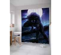 Штора (занавеска) для ванной JoyArty "Ночной оборотень" из сатена, 180х200 см с крючками, sc_19144