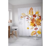 Штора (занавеска) для ванной JoyArty "Ягоды леса" из сатена, 180х200 см с крючками, sc_18834