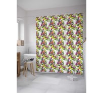 Штора (занавеска) для ванной JoyArty "Тропические птицы" из сатена, 180х200 см с крючками, sc_12038