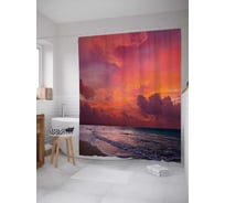 Штора (занавеска) для ванной JoyArty "Пламенный вечер" из сатена, 180х200 см с крючками, sc_12248