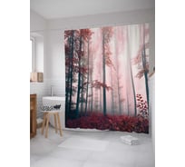 Штора (занавеска) для ванной JoyArty "Призрачный лес" из сатена, 180х200 см с крючками, sc_18983