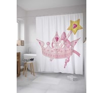 Штора (занавеска) для ванной JoyArty "Корона принцессы" из сатена, 180х200 см с крючками, sc_11961