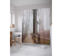 Штора (занавеска) для ванной JoyArty "Отуманенный лес" из сатена, 180х200 см с крючками, sc_19035