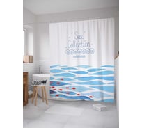 Штора (занавеска) для ванной JoyArty "Морская коллекция" из сатена, 180х200 см с крючками, sc_18979