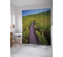 Штора (занавеска) для ванной JoyArty "Мост, ведущий в лес" из сатена, 180х200 см с крючками, sc_12146