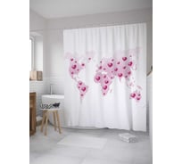 Штора (занавеска) для ванной JoyArty "Любовная карта" из сатена, 180х200 см с крючками, sc_11964