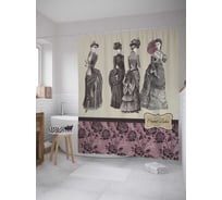 Штора (занавеска) для ванной JoyArty "Интеллигентные дамы" из сатена, 180х200 см с крючками, sc_12093