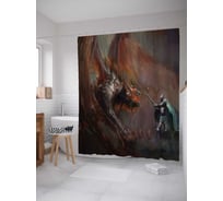 Штора (занавеска) для ванной JoyArty "Бесстрашный воин" из сатена, 180х200 см с крючками, sc_19116