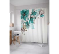 Штора (занавеска) для ванной JoyArty "Цветочное накрытие" из сатена, 180х200 см с крючками, sc_12028