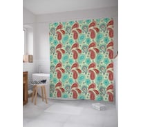 Штора (занавеска) для ванной JoyArty "Лепесточные брызги" из сатена, 180х200 см с крючками, sc_21941