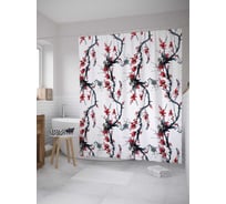 Штора (занавеска) для ванной JoyArty "Веточная прелесть" из сатена, 180х200 см с крючками, sc_12172