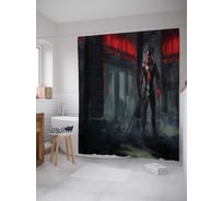 Штора (занавеска) для ванной JoyArty "Темный воин" из сатена, 180х200 см с крючками, sc_19111