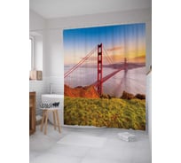 Штора (занавеска) для ванной JoyArty "Мост свободы" из сатена, 180х200 см с крючками, sc_12226
