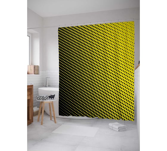 Штора (занавеска) для ванной JoyArty "Мерцающие круги" из сатена, 180х200 см с крючками, sc_21908 1