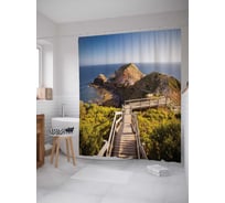 Штора (занавеска) для ванной JoyArty "Мост вдоль горы" из сатена, 180х200 см с крючками, sc_12143