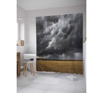 Штора (занавеска) для ванной JoyArty "Тропическая буря" из сатена, 180х200 см с крючками, sc_11997