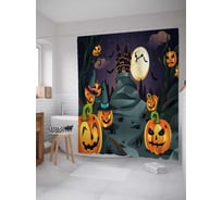 Штора (занавеска) для ванной JoyArty "Жуткий праздник" из сатена, 180х200 см с крючками, sc_18930