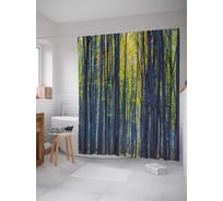 Штора (занавеска) для ванной JoyArty "Тонкий лес" из сатена, 180х200 см с крючками, sc_18853