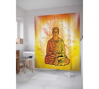 Штора (занавеска) для ванной JoyArty "Медитирующий Будда.Путь к нирване" из сатена, 180х200 см с крючками, sc_22470