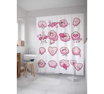 Штора (занавеска) для ванной JoyArty "Любовные облака" из сатена, 180х200 см с крючками, sc_19097