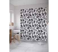 Штора (занавеска) для ванной JoyArty "Лепесточная серость" из сатена, 180х200 см с крючками, sc_21969