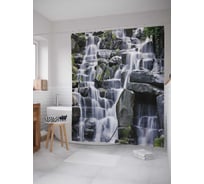 Штора (занавеска) для ванной JoyArty "Водопадные ступени" из сатена, 180х200 см с крючками, sc_18931