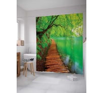Штора (занавеска) для ванной JoyArty "Тонущий мостик" из сатена, 180х200 см с крючками, sc_12139