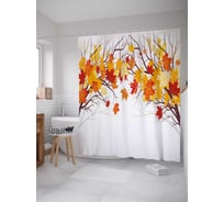 Штора (занавеска) для ванной JoyArty "Последние листья" из сатена, 180х200 см с крючками, sc_18826
