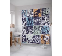 Штора (занавеска) для ванной JoyArty "Тропический креатив" из сатена, 180х200 см с крючками, sc_18856