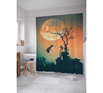 Штора (занавеска) для ванной JoyArty "Опасные качели" из сатена, 180х200 см с крючками, sc_19133