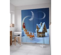 Штора (занавеска) для ванной JoyArty "Прибытие Санты" из сатена, 180х200 см с крючками, sc_18975