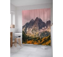 Штора (занавеска) для ванной JoyArty "Облачные горы" из сатена, 180х200 см с крючками, sc_18851